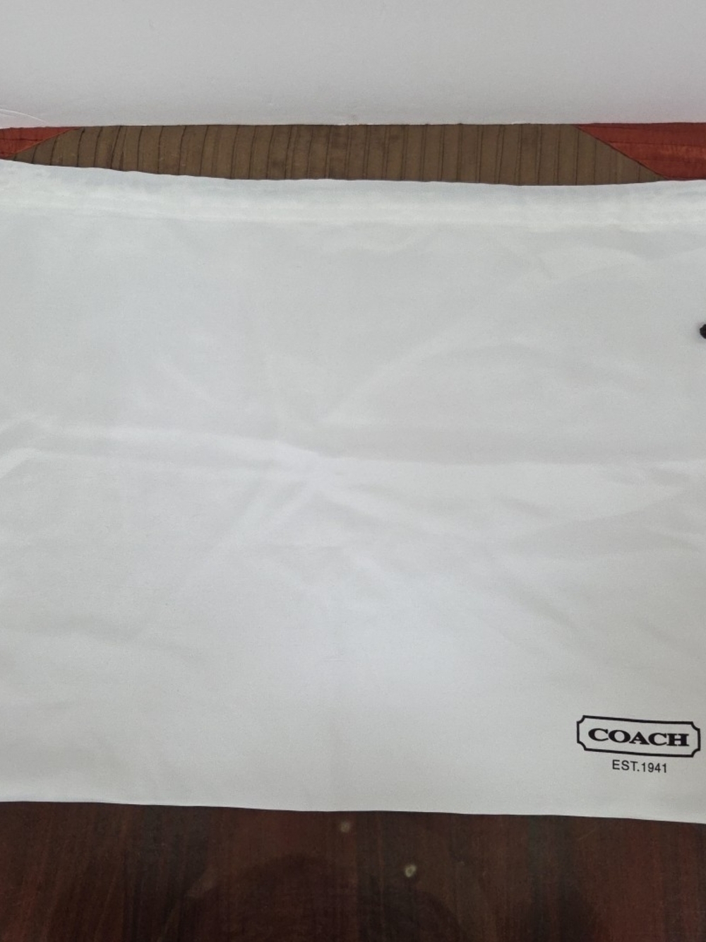 Coach White Dust Bag with Black Logo